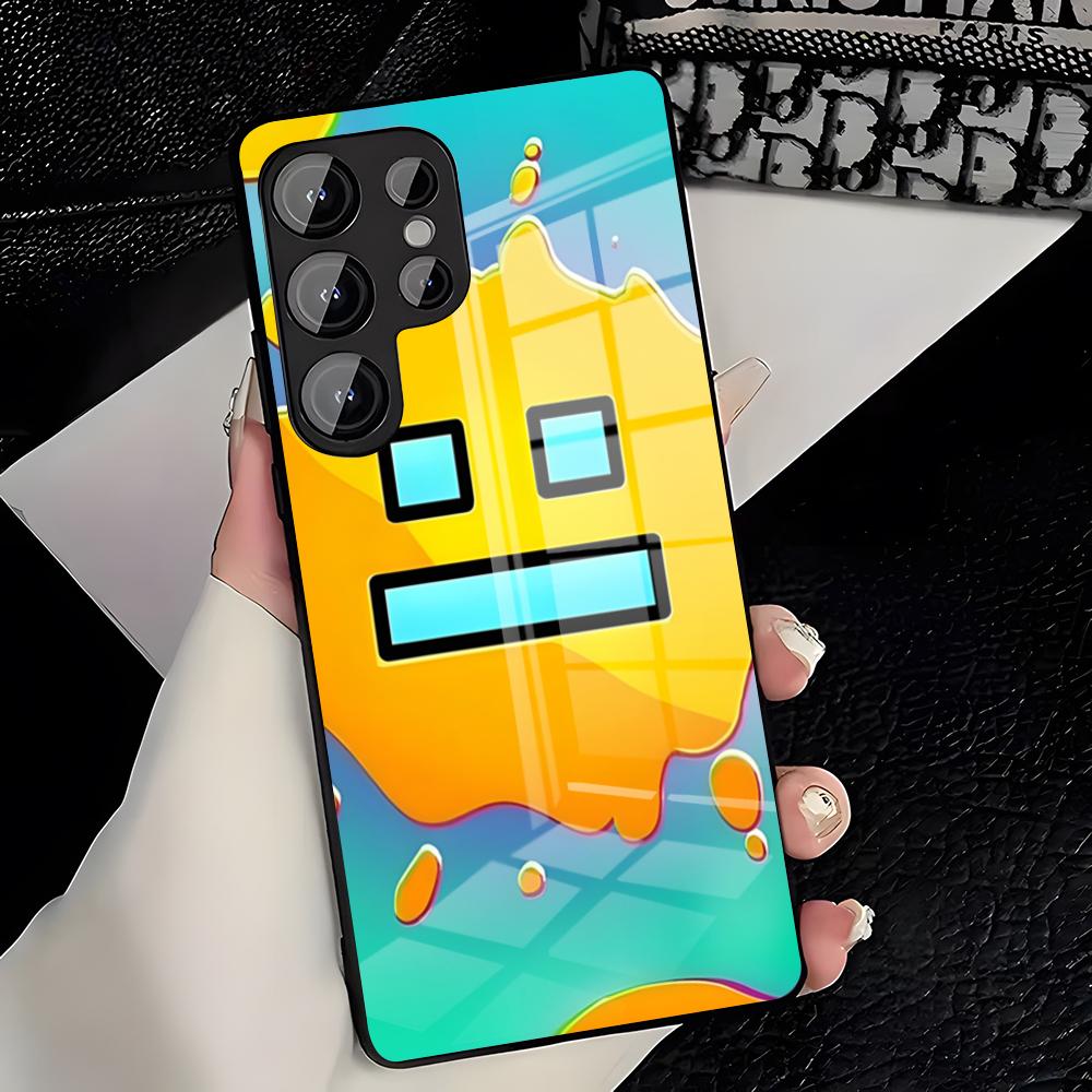 Чехол для телефона G-Geometry Dash Game для Samsung A25 A13 A33 5G A54 A36 A35 A56 A52 A14 Ударопрочный стеклянный чехол