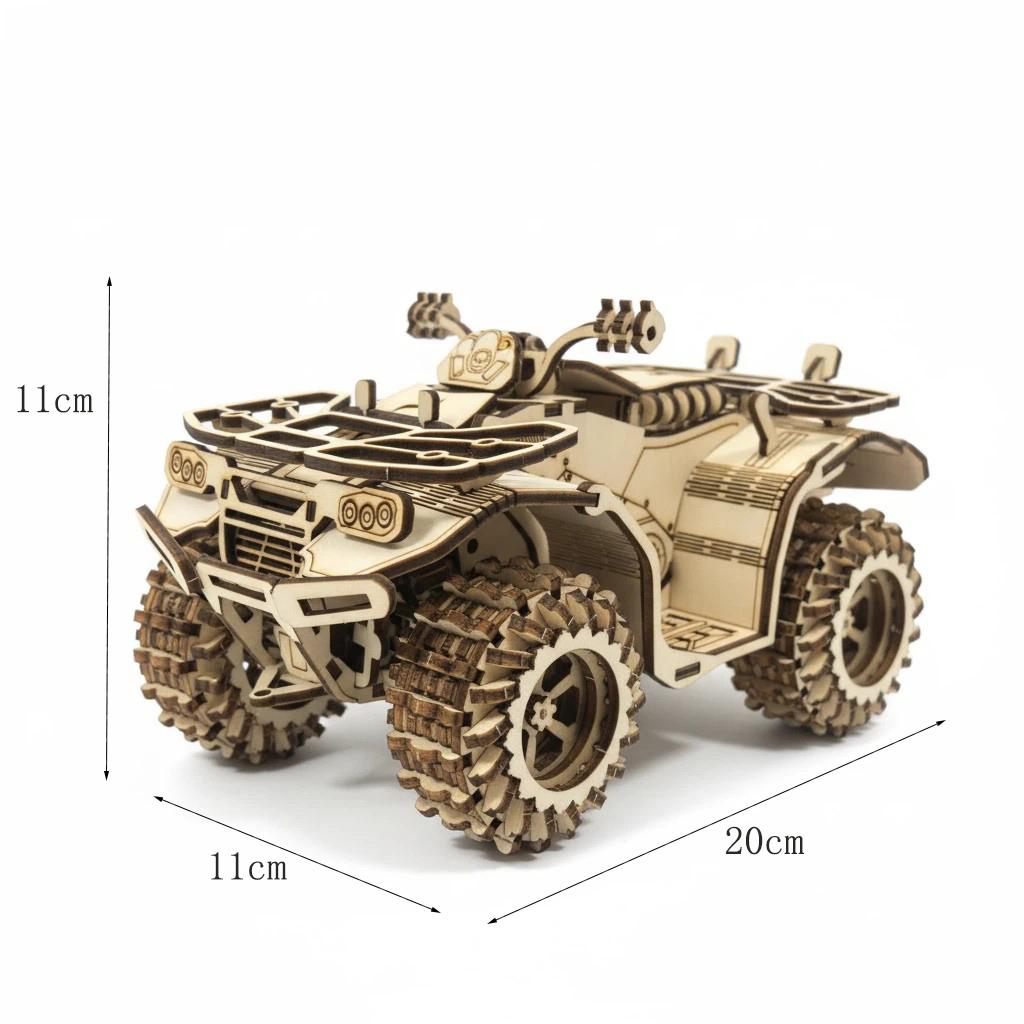 OUZEY DIY Песочный пляжный автомобиль 3D деревянная головоломка - Набор для сборки модели с лазерной резкой, Креативная игрушка-конструктор для детей