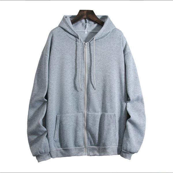 Women's Loose Hooded Sweatshirt Solid Color Zipper Cardigan Tops
