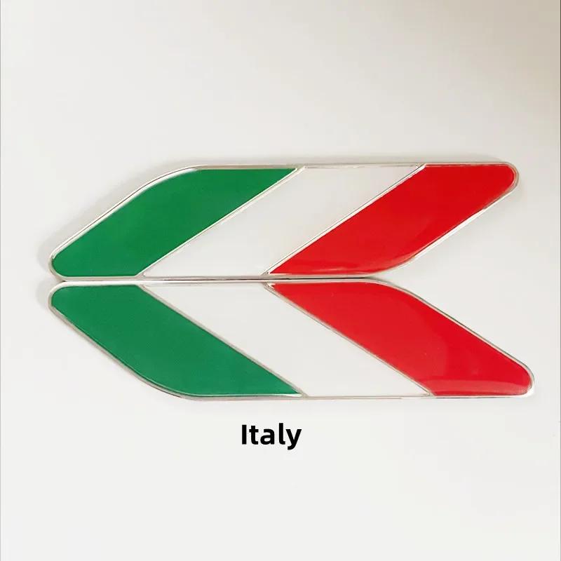 2Pcs Metal Italian National Flag Side Fender Emblem Badge Decals Car Sticker Accessories For Fiat Alfa Romeo 159 147 156 Abarth vmo895