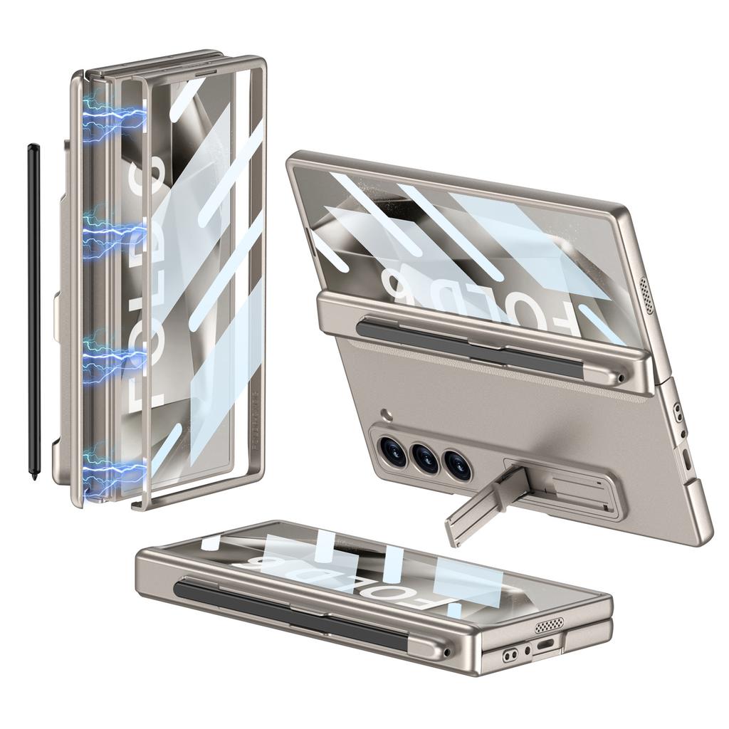 Чехол для телефона Samsung Z FOLD6 со слотом для стилуса FOLD6 Чехол-книжка с шарниром Твердый чехол Защитная пленка из стекла против подглядывания Защитный чехол FOLD6