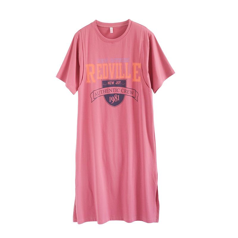 Платье для кормления грудью из чистого хлопка с коротким рукавом - Ночная сорочка средней длины для беременных/послеродовая для стильной мамы