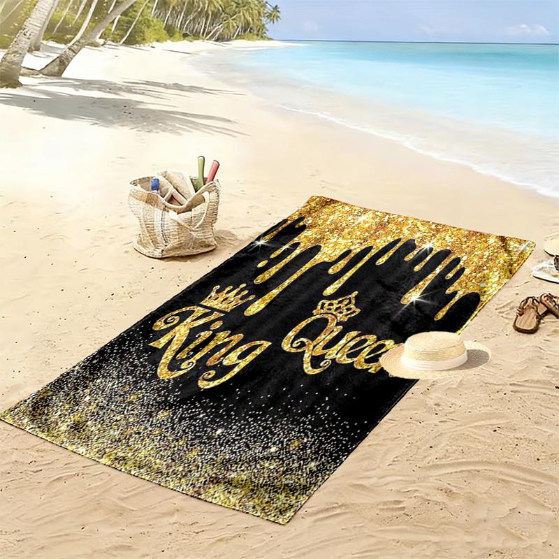 King and Queen Print Beach Towel, Large Soft Quick Dry Towel for Beach Camping Swimming
