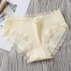 Women's Mid-Waist Lace Trim Breathable Cotton Briefs