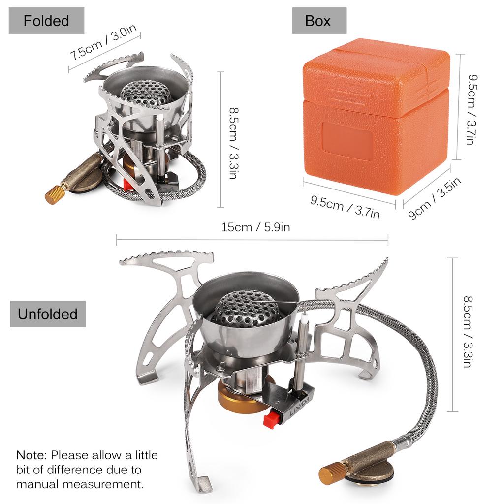 Lixada Foldable Camping Gas Stove Windproof Piezo Ignition Backpacking Stove Outdoor Portable