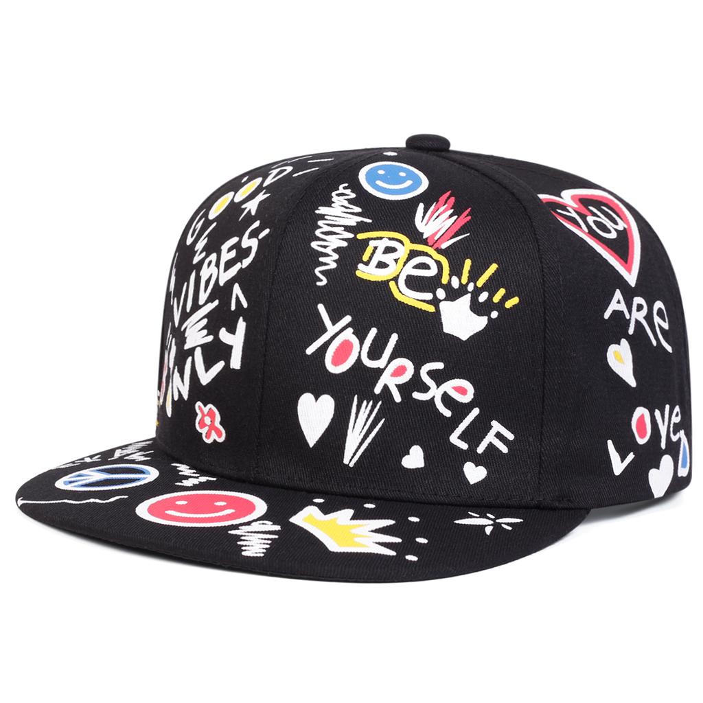 Unisex Smiling Graffiti Print Hip-hop Hats Fashion Spring Autumn Outdoor Adjustable Casual Baseball Caps Sunscreen Hat