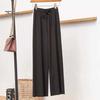 Женские брюки, эластичные повседневные брюки с высокой талией и регулируемым шнурком, однотонные свободные брюки с широкими штанинами, летние тонкие длинные брюки