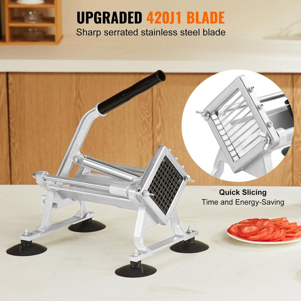 Commercial Vegetable Slicer, 3/8 inch Fruit Slicer, Stainless Steel and Aluminum Alloy Vegetable Cutter Slicer Machine, Manual Slicer with Non-slip
