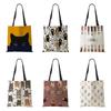 Cat Cartoon Shoulder Bag Reusable Shopper Kawaii Canvas Tote Bag Women Haajuku High Capacity Casual Folding Handbag