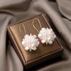 Exquisite Long Floral Ball Earrings with White Petal Geometric Design In Light Luxury Style
