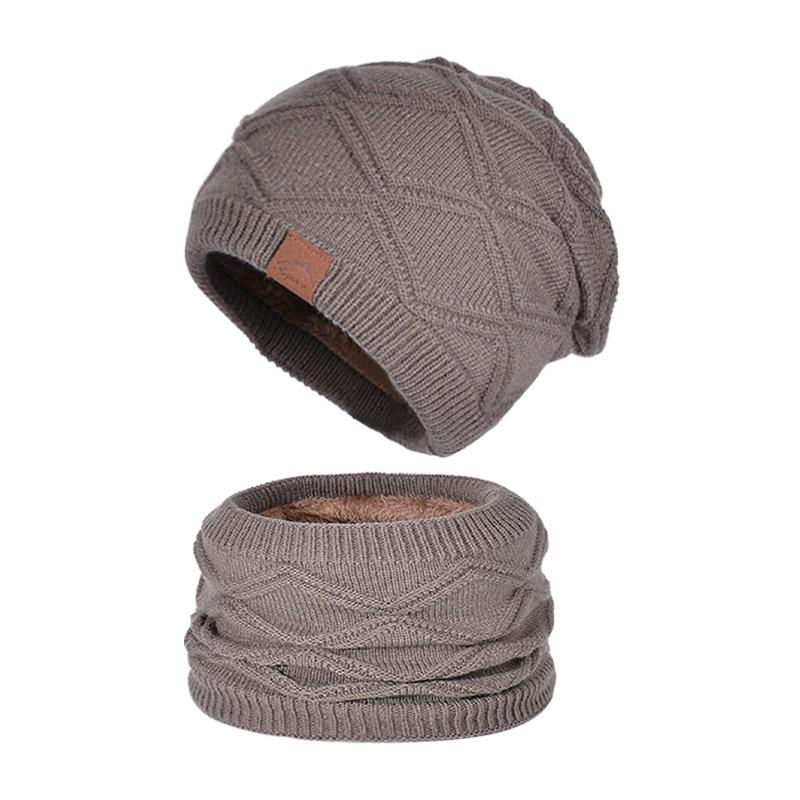 Winter Outdoor Common Warm Hat Scarf Two-piece Men's Women's Cycling Windproof Velvet Ear protection Knitted Acrylic Pullover
