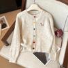 DIMANAF Зима 2025 Осень Кардиган Вышивка Женщины Пуговицы Свитера Вязание Повседневный Стиль Свободный Свитер