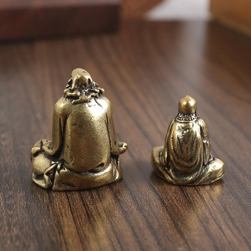 Дзен Дхарма Патриарх Латунь Песочный Монах Орнамент Антикварный Будда Домашнее Подношение Будда Кабинет Пресс-папье Медная Коллекция