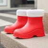Korean Women's Waterproof, Non-Slip Rain Boots with Warm Cotton Lining & Thick Soles for Outdoor Camping