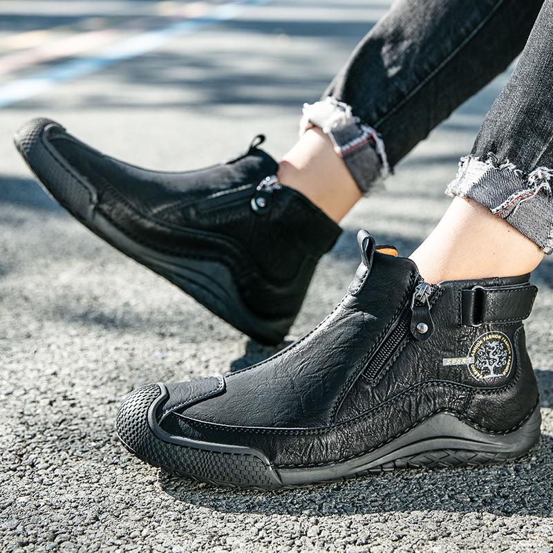 Мужская обувьНизкие мужские кроссовки Универсальные мужские ботильоны Высококачественные мотоциклетные ботинки ручной работы Удобная мужская повседневная обувь