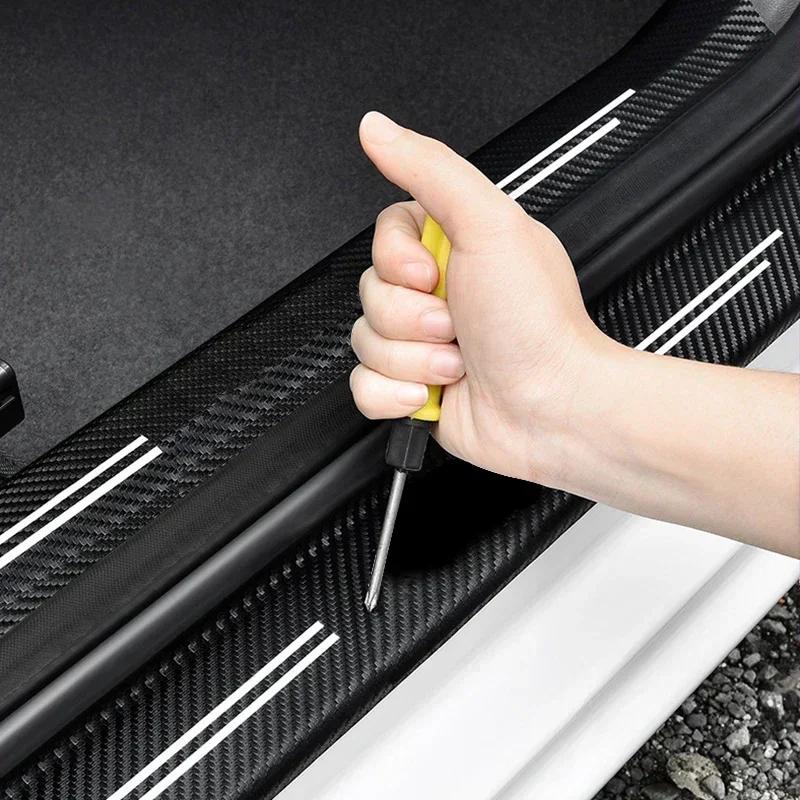 RELU6 New Carbon Fiber Car Door Sill Sticker Threshold Side Anti Scratch Sticker For Ford MONDEO Logo Waterproof Decal Car Accessories