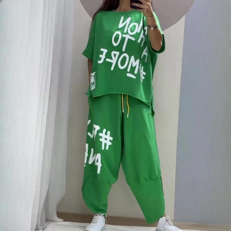 Повседневный спортивный женский костюм с принтом букв Европейская и американская женская одежда
