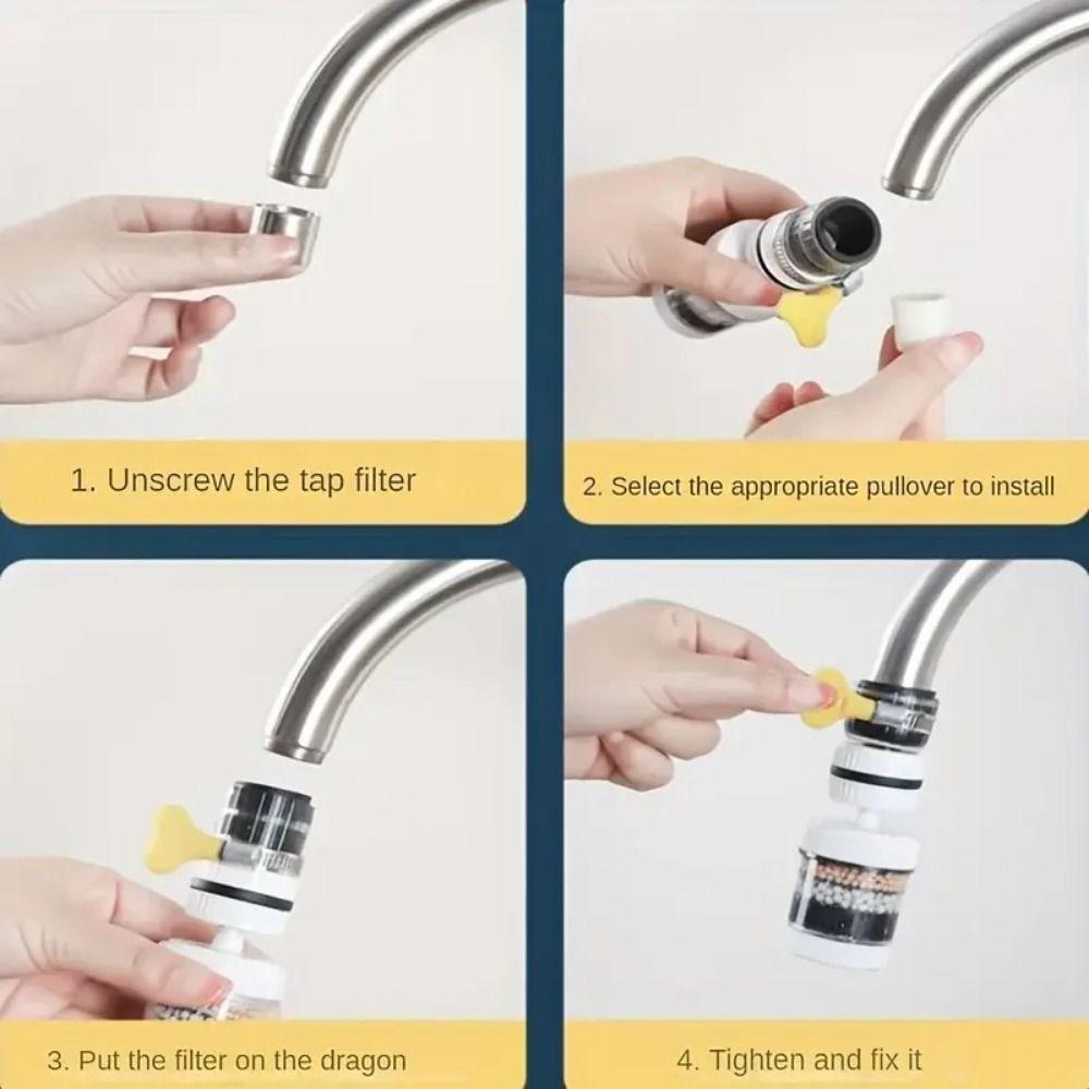 5Pcs 360 Degree Rotatable Filter Water Purifier 6-Layer Filter Kitchen Faucet Extender Household
