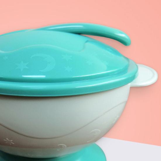 1 Set Suction Bowl with Spoon Eco-friendly Safe Long-lasting Smooth Edge Diet Training Polypropylene Suction Cup Baby Cutlery Bowl Household Supply