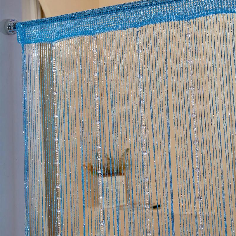 Living Room Divider Crystal Bead String Curtain 1X2 M Tassel Fringe Door Curtain for White Salon and Sheer Wedding Decoration