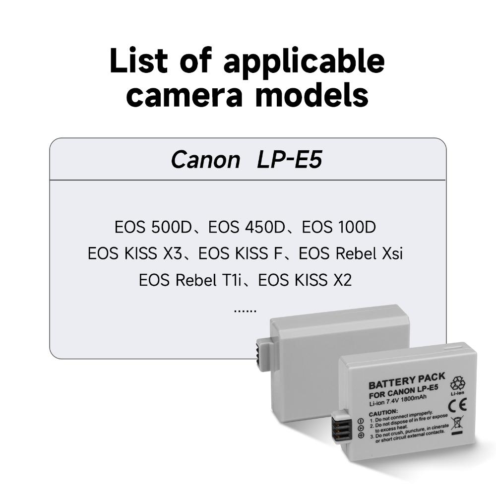 LP-E5 LP-E6 LP-E8 LP-E10 LP-E12 LP-E17 Аккумулятор для зеркальной камеры Canon EOS 550D/750D 5D/6D Mark II Kiss X70/X80 Rebel T3i/T4i/T5i и т. д.