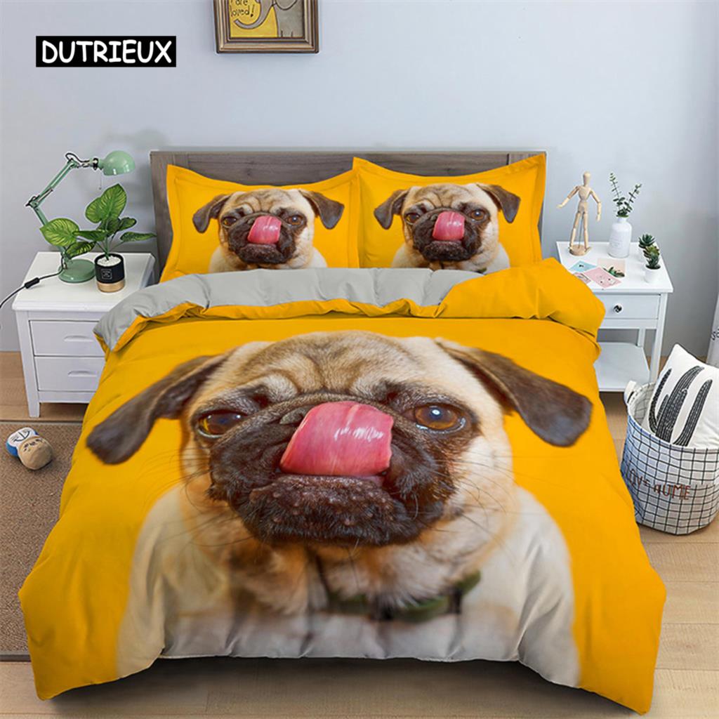 Милый комплект постельного белья для собак из микрофибры 3D Pet Puppy пододеяльник с изображением животных пододеяльник Single Queen King для детей для мальчиков и девочек в спальню