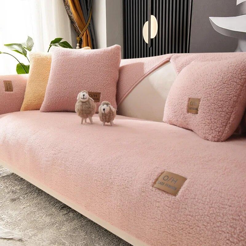 Шерстяной бархатный чехол для дивана, утолщенная теплая спинка, полотенце, подушка, нескользящая однотонная ткань для гостиной, диван, плюшевое украшение, пыль