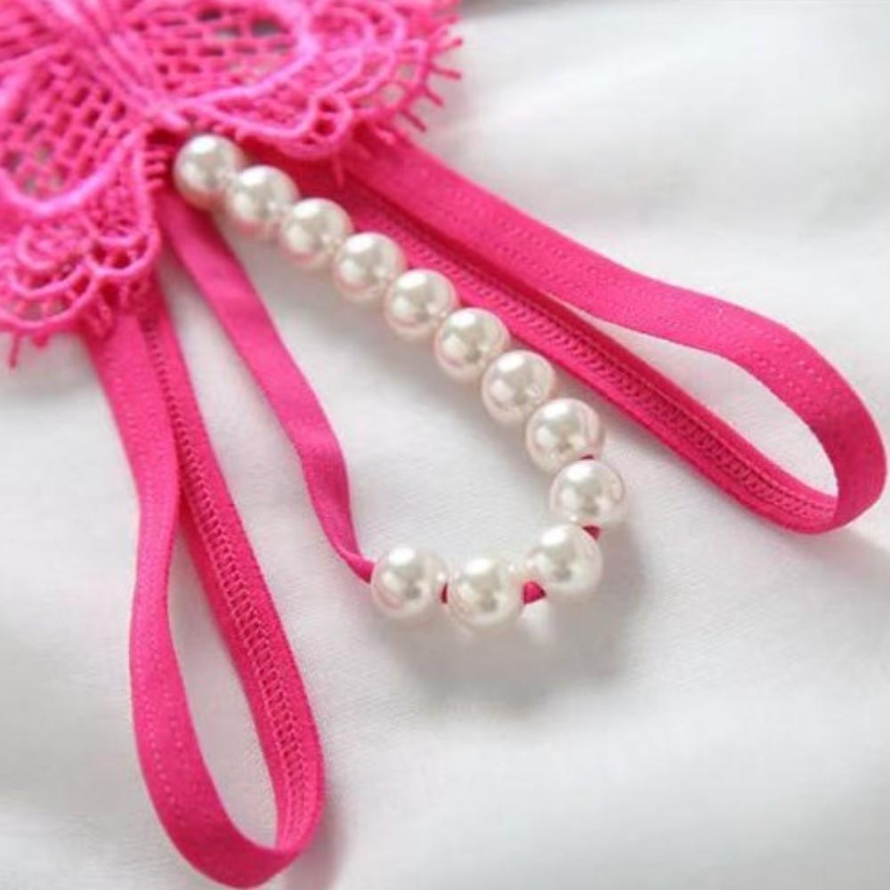 Hollow Open Crotch Underwear for Women Low Waist Thin Belt Thong Lace Pearl Panties  Women