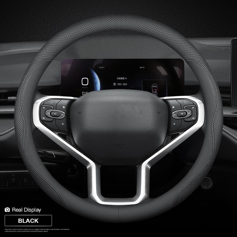 Car Leather Steering Wheel Cover Non-Slip For Jeep Wrangler Patriot Commander Grand Cherokee Compass Wagoneer Gladiator Renegade