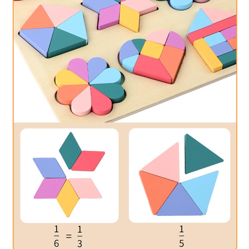 Монтессори Геометрические Фигуры Когнитивная Доска Пазл Деревянные Блоки для Сопоставления Форм Математическое Учебное Пособие Обучающие Игрушки Для Детей