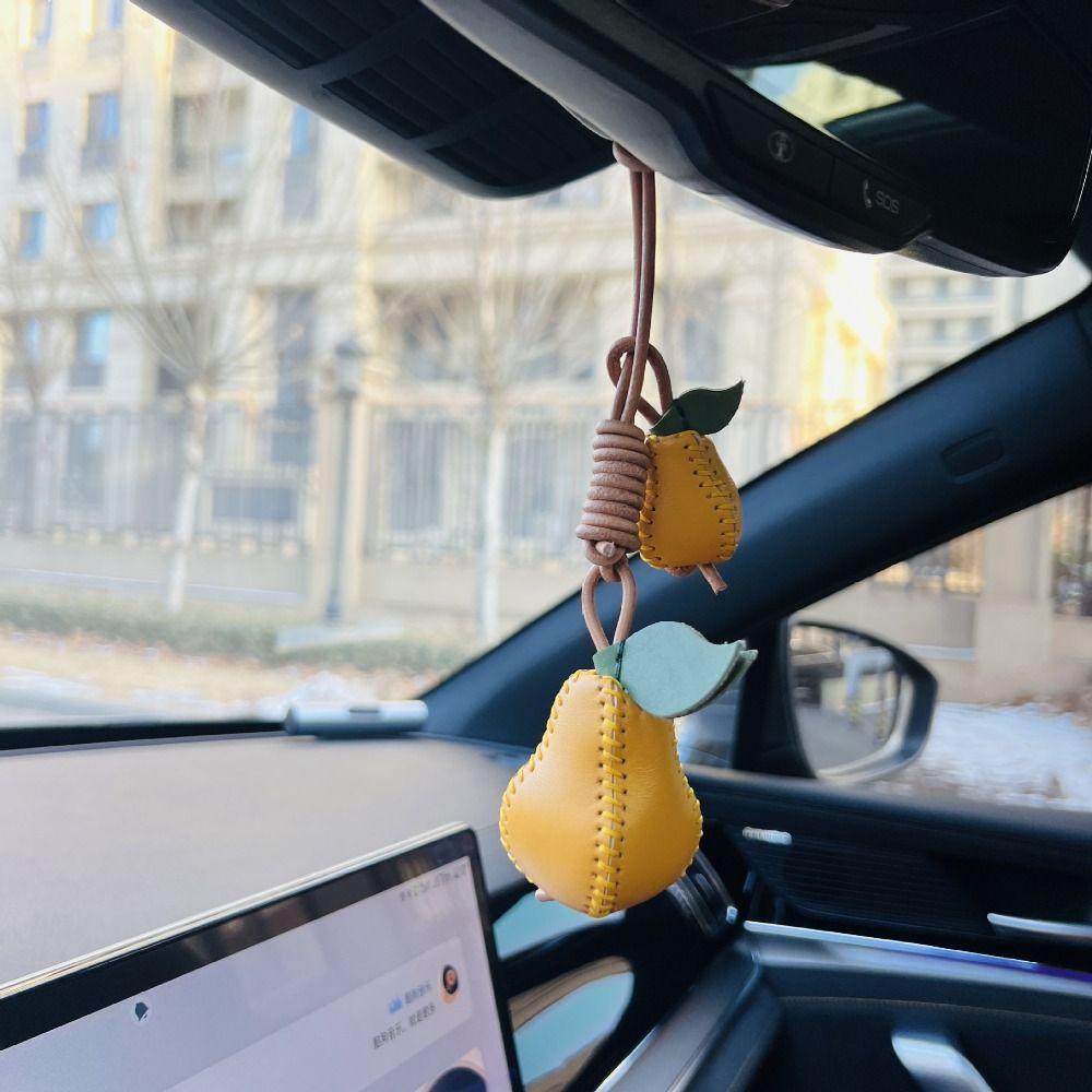 Strawberry Fruit Pendant Pear Bag Pendant Cute Leather Keychain  Women