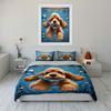 "Underwater Puppy Art Set" Bedding Set with 1 Duvet Cover 2 Pillowcases Single Double King Queen, Gift