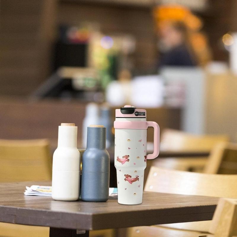 Кружки для путешествий с двойными стенками и термоизоляцией, очень большого размера, с трубочкой для питья, крышкой, устойчивой к проливанию, широким горлышком, легко моющиеся