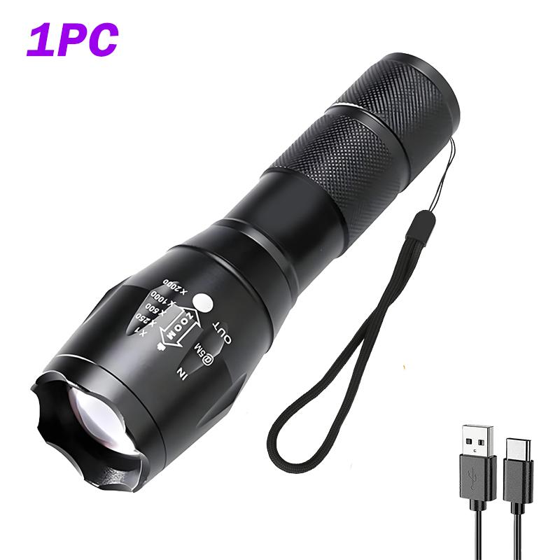 2 In 1 Ultraviolet Flashlight Purple White Dual Light Zoomable Torch Built in Battery Recharge Scorpion Hunting UV Flashlights