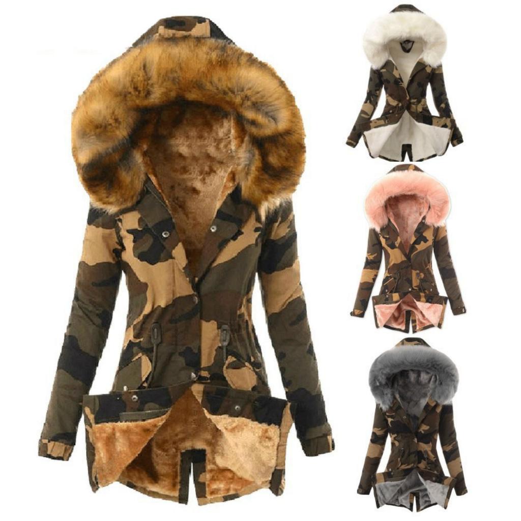 Ladies Coat Womens Winter Warm Thick Long Jacket Hooded Overcoat