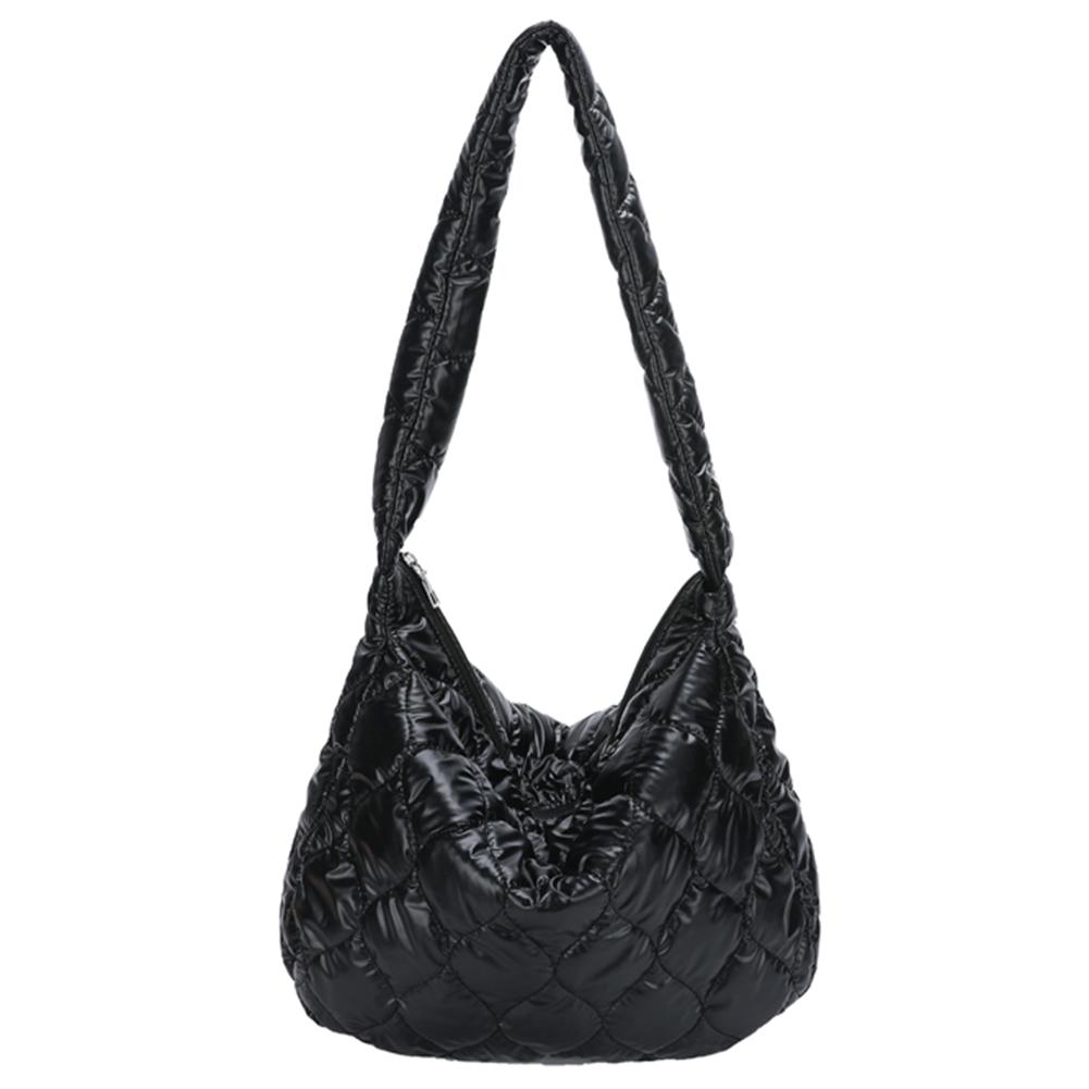 Fashion Quilted Cotton Padded Nylon Messenger Bag Women Large Capacity Shoulder Bag Solid Color Zipper Designer Top-handle Bags CLE