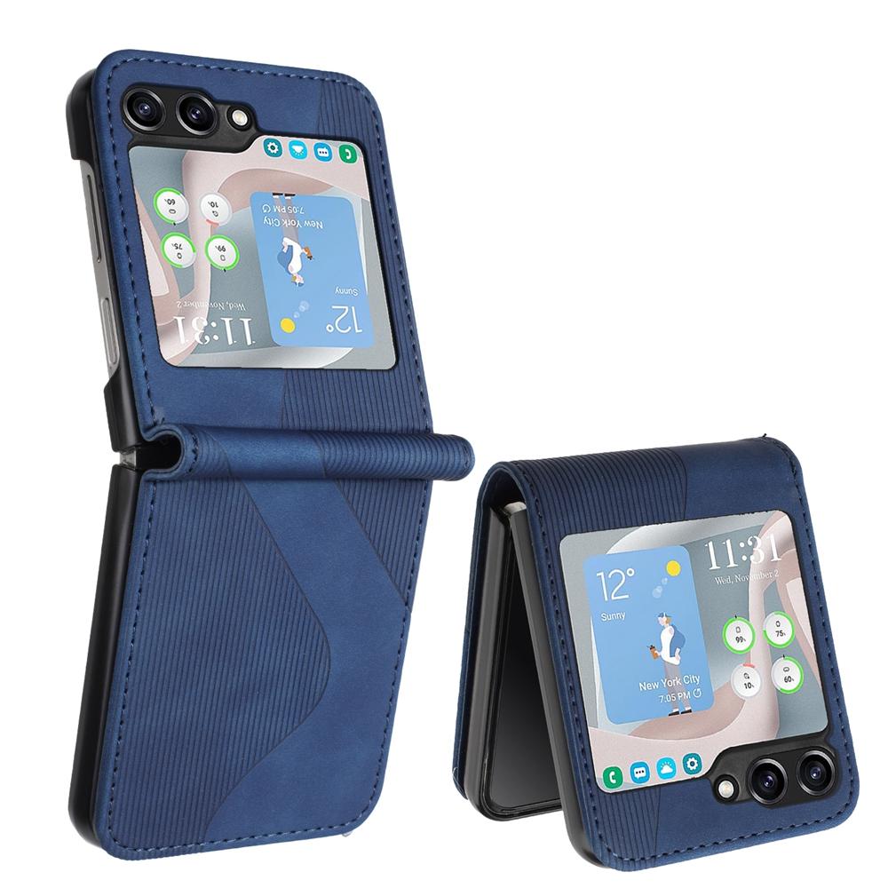 Premium Leather Case for Samsung Galaxy Z Flip 6 Flip 5 Flip 4 3 Credit Cards Slot Phone Bag Cover Shockproof Armor & S LINE
