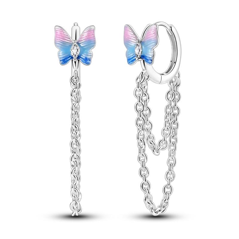 925 Silver Love Feather Moon Star Heart Earrings for Women Girls Charms Hoop Stud Jewelry Gifts