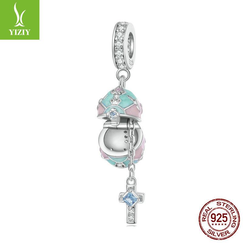 Пасхальный кролик, серия яиц, сделай сам, браслет из бусин, детский, забавный, аксессуары из серебряных бусин 925 пробы