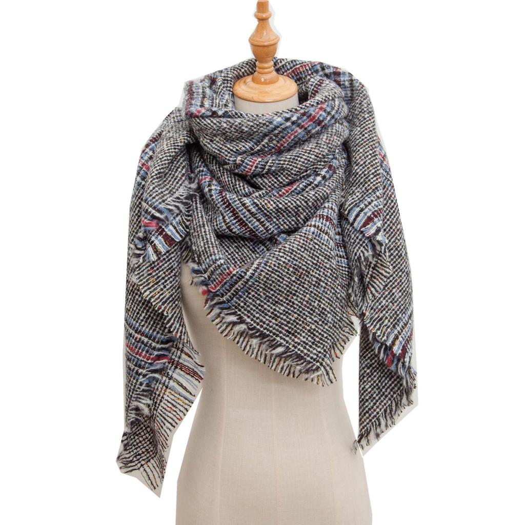 European and American Style Large Check Triangle Snood Scarf - Spring, Autumn, Winter