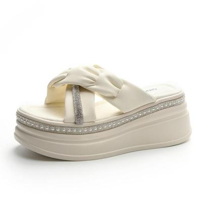 Мода 7 см Микрофибра Кожа Женские Сандалии De Mujer Женские Платформа с Пряжкой Пип-Тоу Шлепанцы Летние Клинья Плоские Сандалии Слайды Обувь