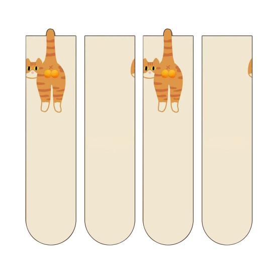 Милые носки с кошками и шариками для женщин, забавные 3D носки с кошками и пушистыми шариками, новинка, хлопковые носки с изображением животных для любителей кошек