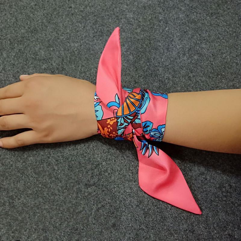 Fan Butterfly Printing Skinny Bag Scarf 2024 New Small Silk Scarf For Women Luxury Brand Foulard Women Tie Fashion Head Scarves