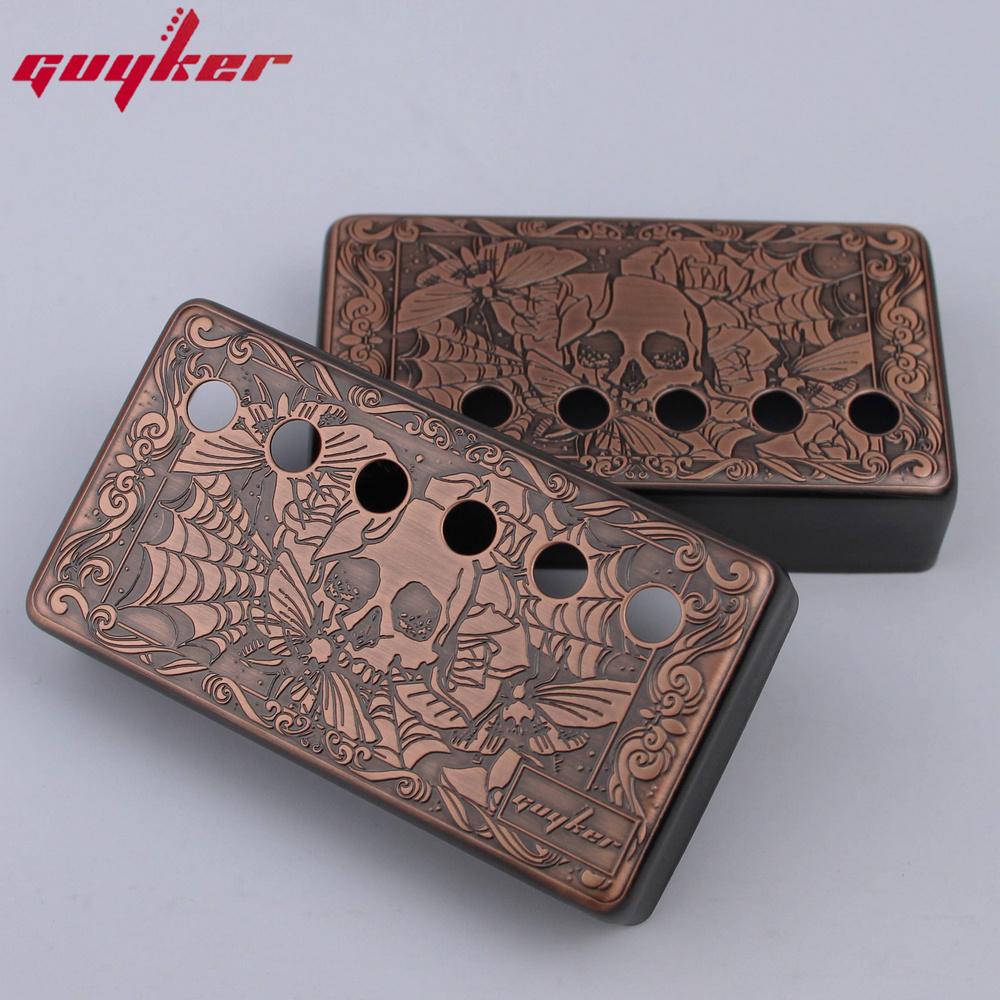1 Комплект Крышек для Звукоснимателей Humbucker Гитары Материал Cupronickel Поверхность с Черепом Для Частей Гитары Lp 50 52 мм