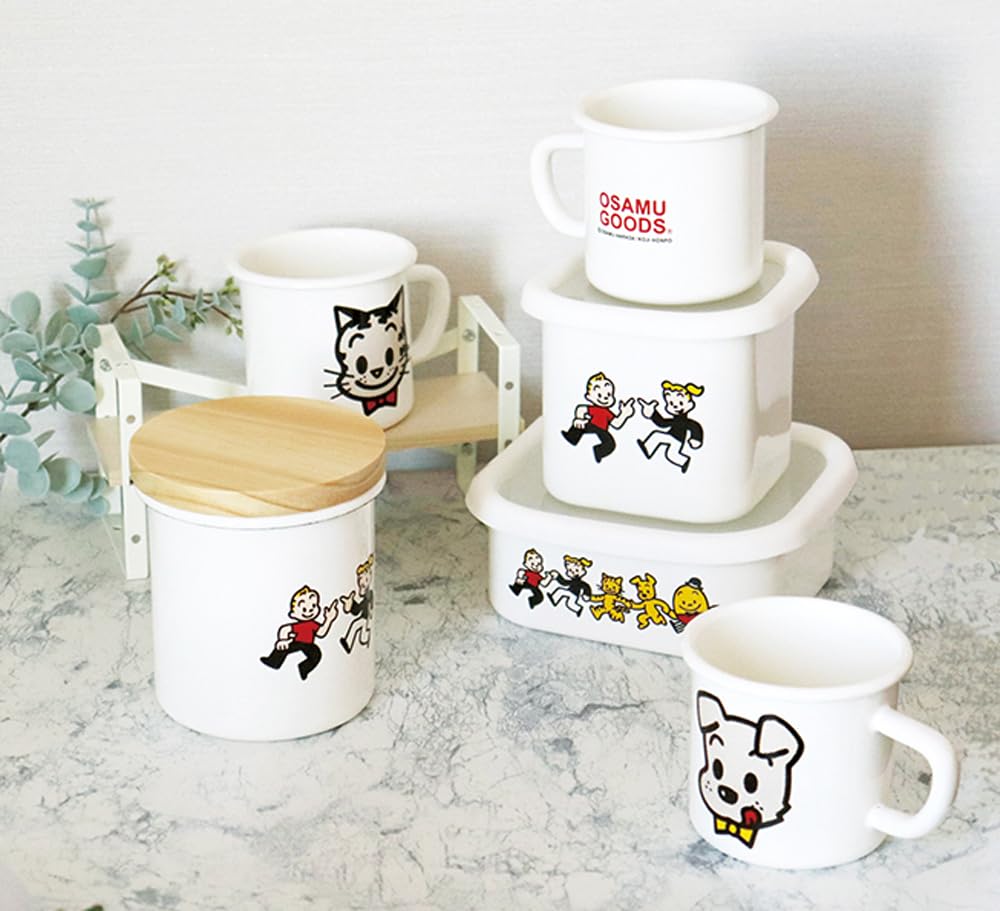 Tamahashi OSAMU GOODS Enamel Cube Storage W12 X D12 X X Container, White, Size Body Approx. H10.2 / Package Approx. W12.5 H12.5 OG-06