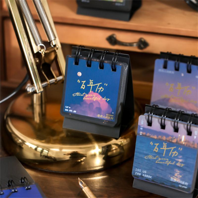 Вечный календарь, креативная пейзажная печать, штампованные календари, украшения для рабочего стола, украшения для