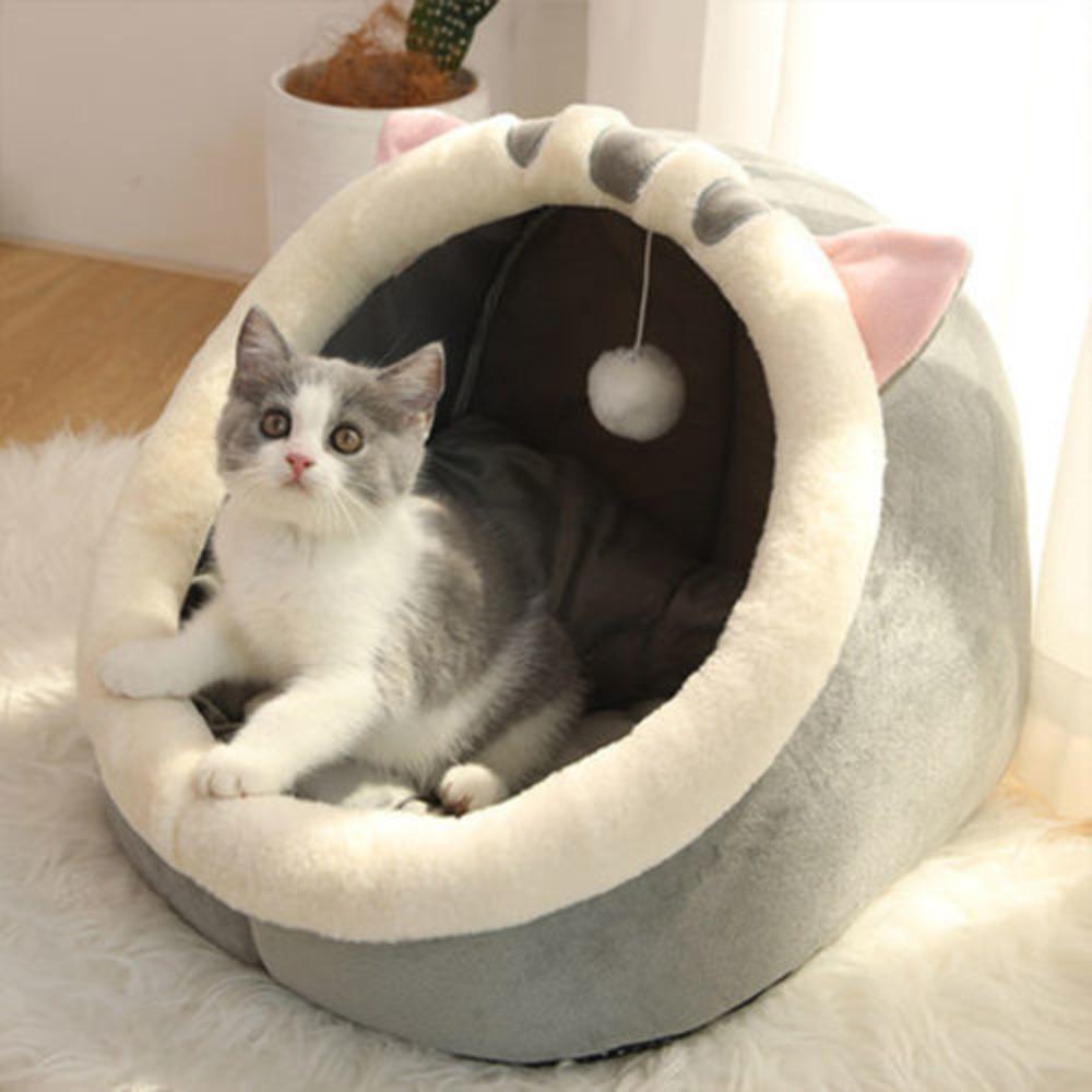 Cartoon Style Pets Sleeping Cave Foldable Pet Sleeping Bed Warm Cat Sleep Bed Kitten
