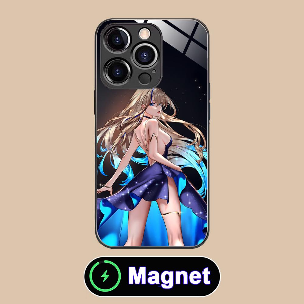 HSR Serval Стеклянный чехол MagSafe для мобильного телефона iPhone 17 16 15 14 13 12 11 Air Pro Max Plus Mini Цветной чехол