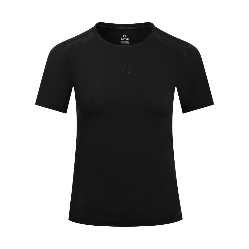 Under Armour Крутая сетчатая футболка с логотипом, однотонная, свободного кроя, дышащая, с круглым вырезом и короткими рукавами, обычная футболка для женщин, черная 6007555-001