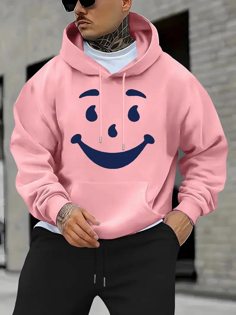 Новый европейский, американский осенне-зимний худи-свитер с принтом смайлика, мужской свитер с длинным рукавом